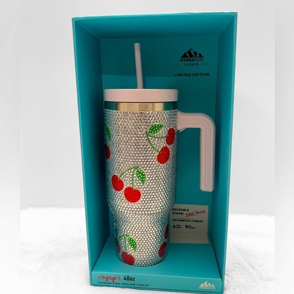 🔹️ Hydrapeak 🔹️Voyager Cherries Bling Tumbler Limited Edition 40 oz - Picture 1 of 5
